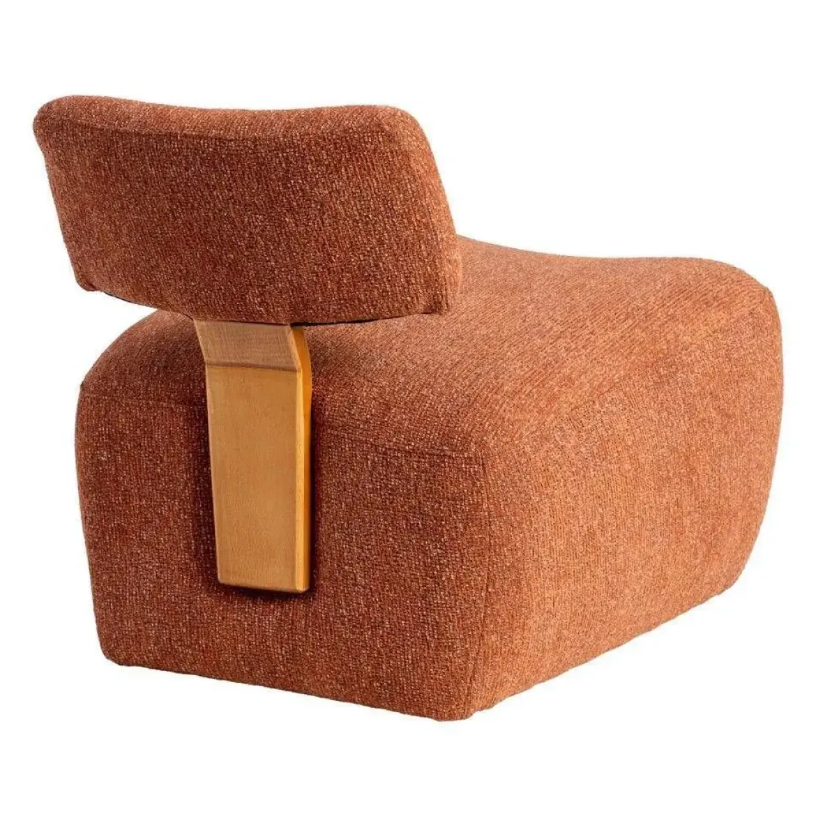Sillón Tapizado Jaspeado Color Teja de Madera Nórdico 615253
