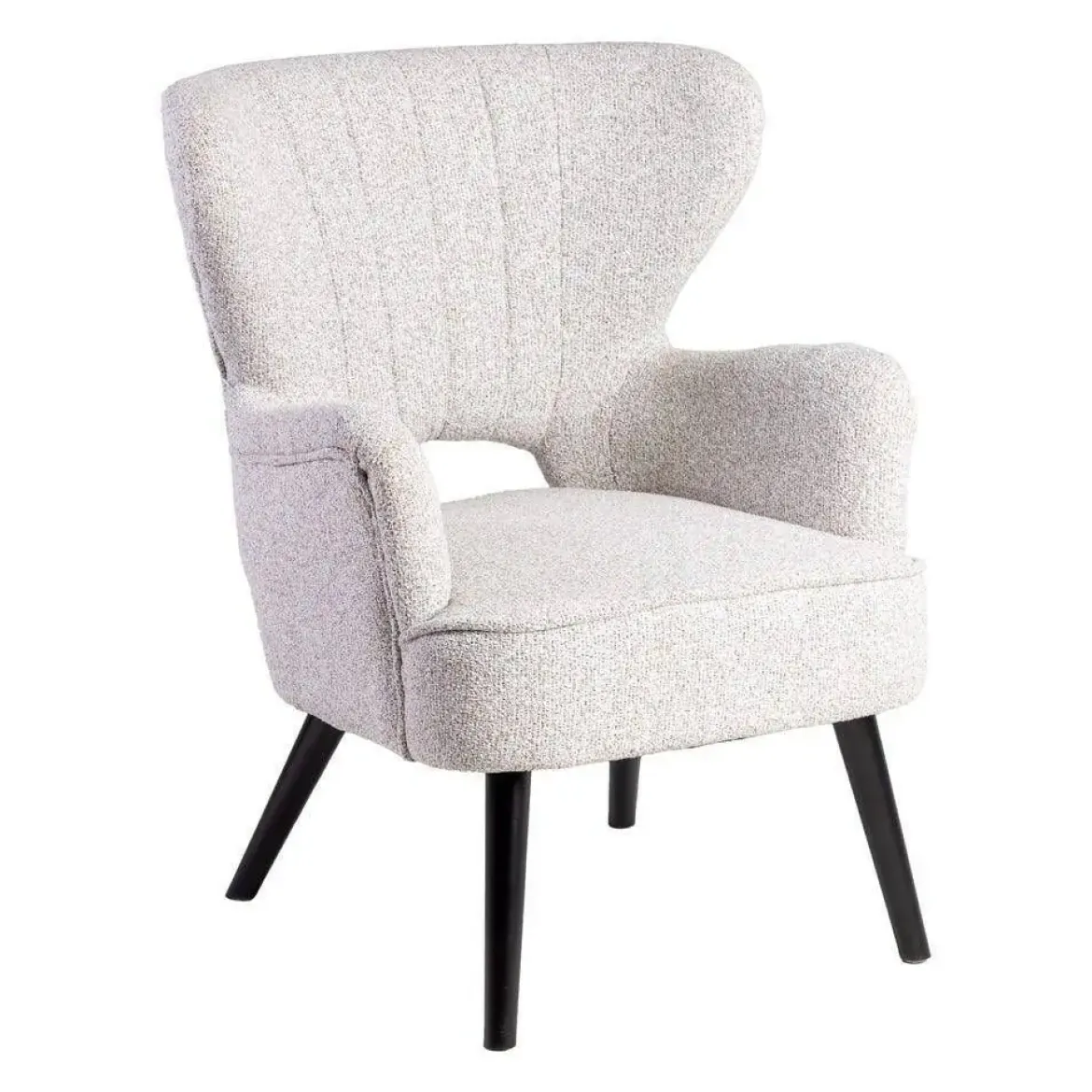 Sillón Tapizado Jaspeado Crudo con Patas de Madera 615250