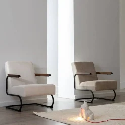 Sillón Taupe de Metal y Tejido con Patas Negras 613473