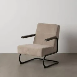 Sillón Taupe de Metal y Tejido con Patas Negras 613473