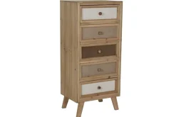 Sinfonier de Madera de Abeto con 5 Cajones de Lino MB-216621