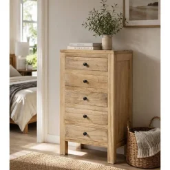Sinfonier de Madera Mindi con 5 Cajones Natural MB-221505