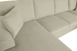 Sofá Cama Chaiselongue en Poliéster Arena con Estructura de Madera MB-218994