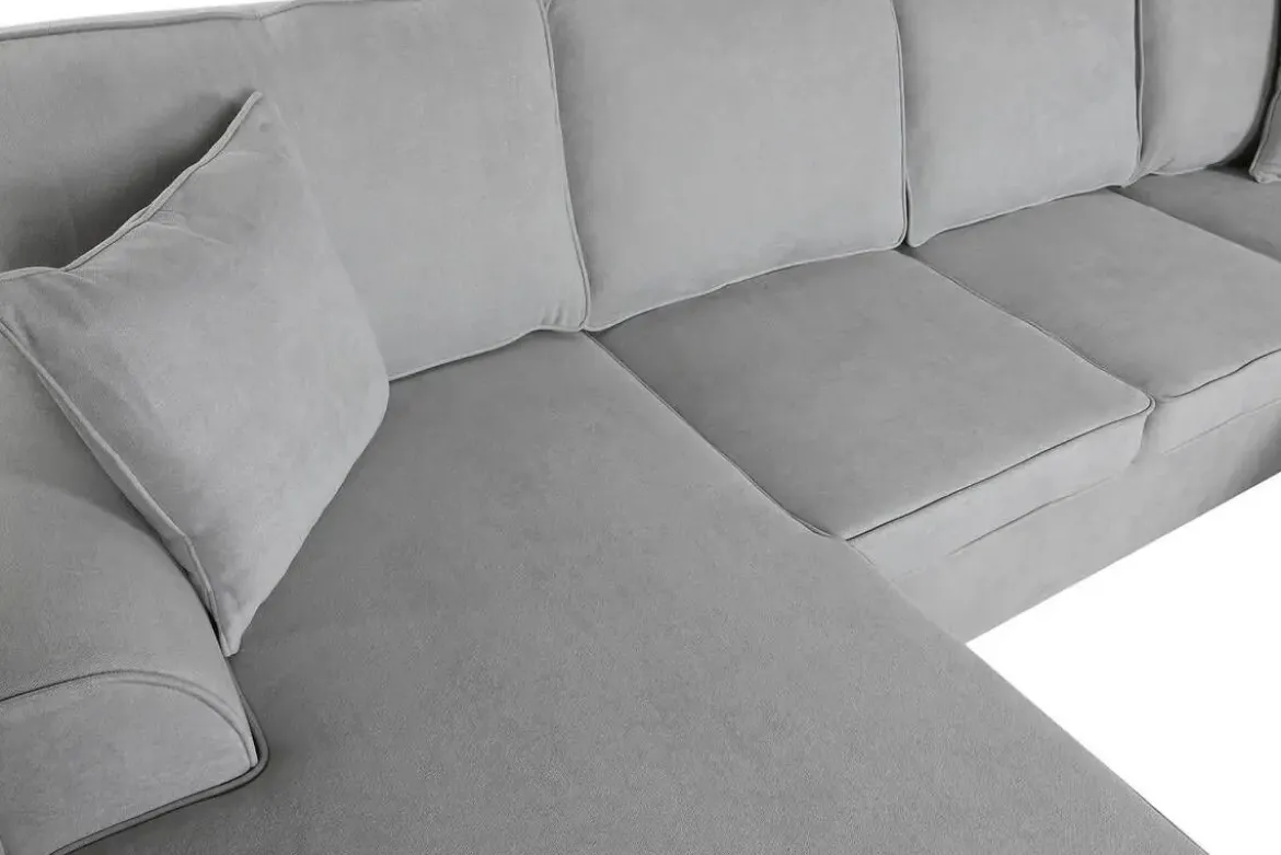 Sofá Cama Chaiselongue en Poliéster Gris con Estructura de Madera MB-211718