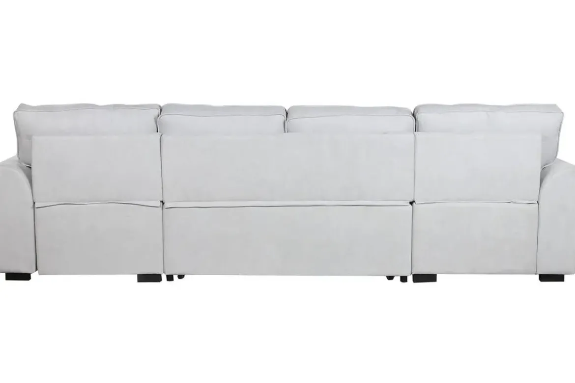 Sofá Cama Chaiselongue en Poliéster Gris con Estructura de Madera MB-211718