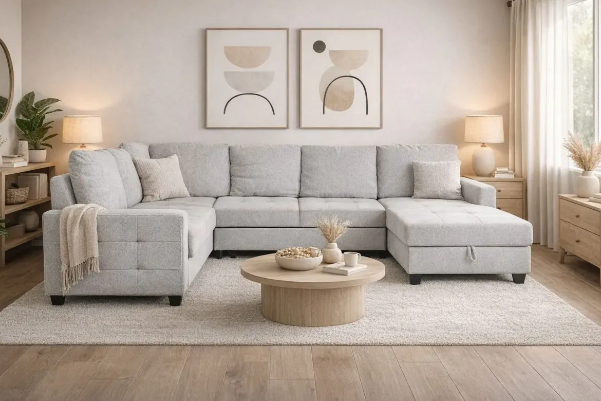 Sofá Cama Chaiselongue en Poliéster con Arcón MB-219483