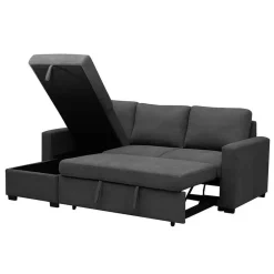 Sofá Cama con Chaise Longue Reversible con Arcón color Gris PATON