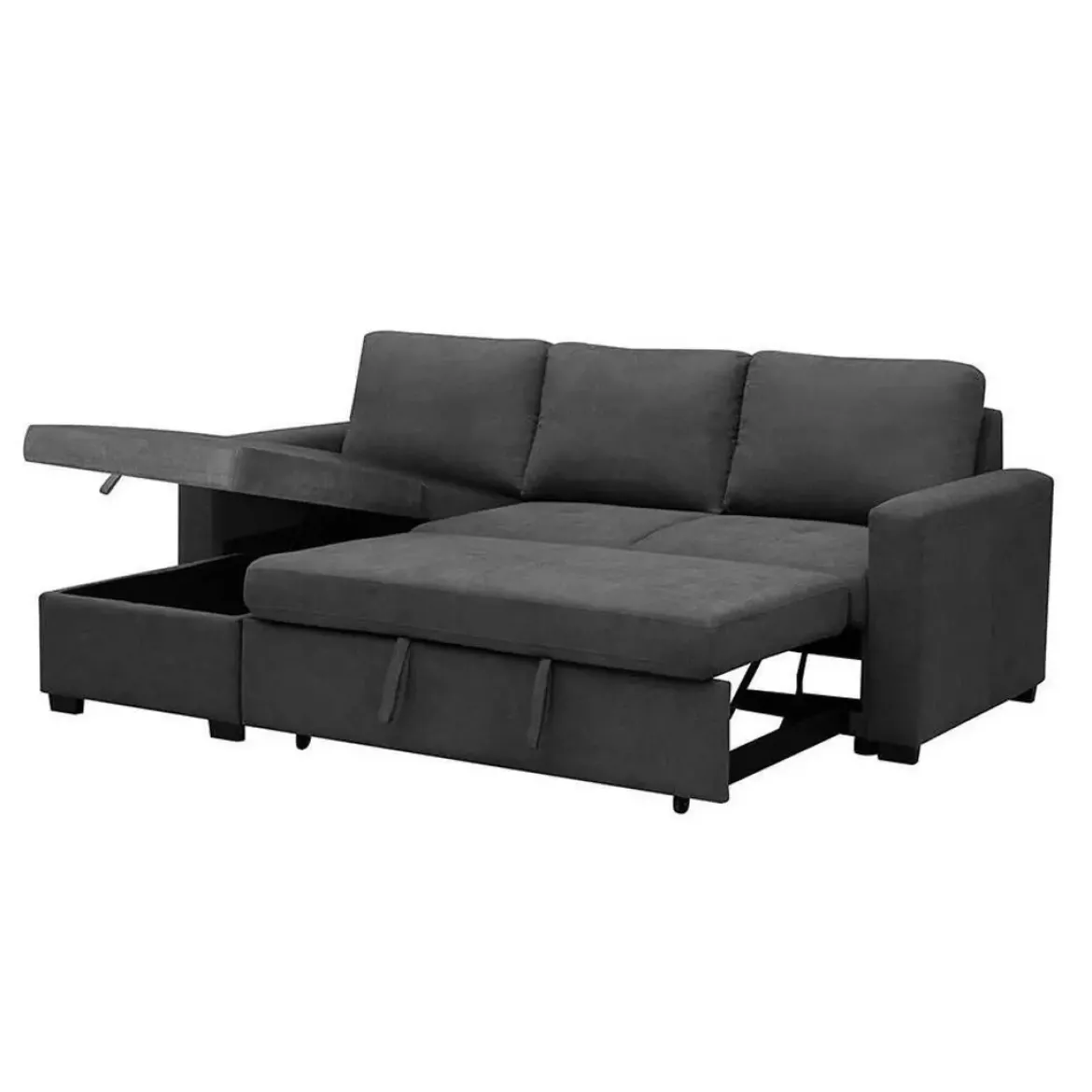 Sofá Cama con Chaise Longue Reversible con Arcón color Gris PATON