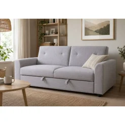 Sofá Cama Convertible Tapizado en Poliéster Gris MB-228440