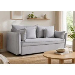 Sofá Cama Convertible Tapizado en Poliéster Gris Estructura de Madera MB-228438
