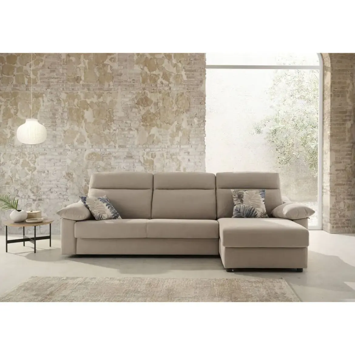 Sofá Cama Italiano con Chaise Longue y Arcón IRATI