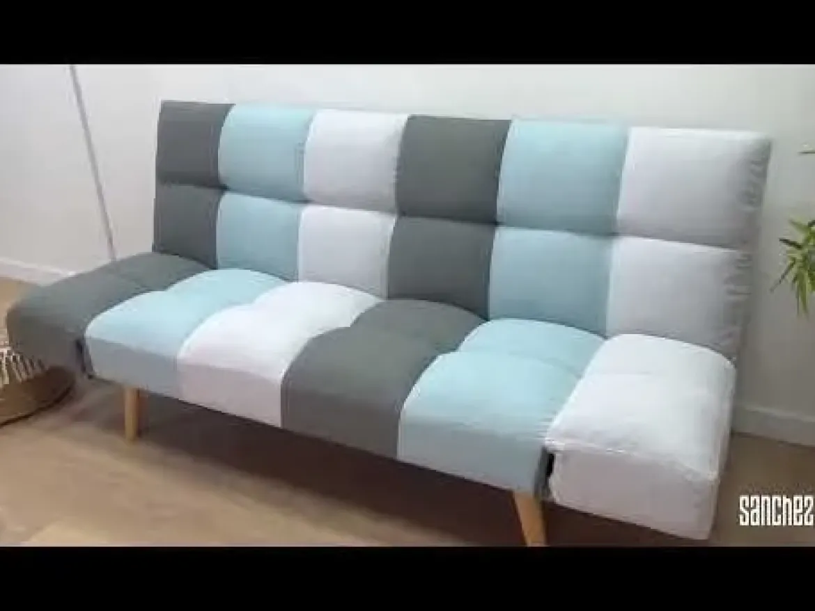 Sofá Cama 3 Plazas Clic-Clac con Diseño a Cuadros HAWAI