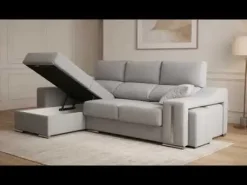 Sofá Chaise Longue con Arcón Derecha y 2 Puff SALOMON