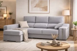 Sofá Chaise Longue con Arcón Izquierda y 2 Puff SALOMON
