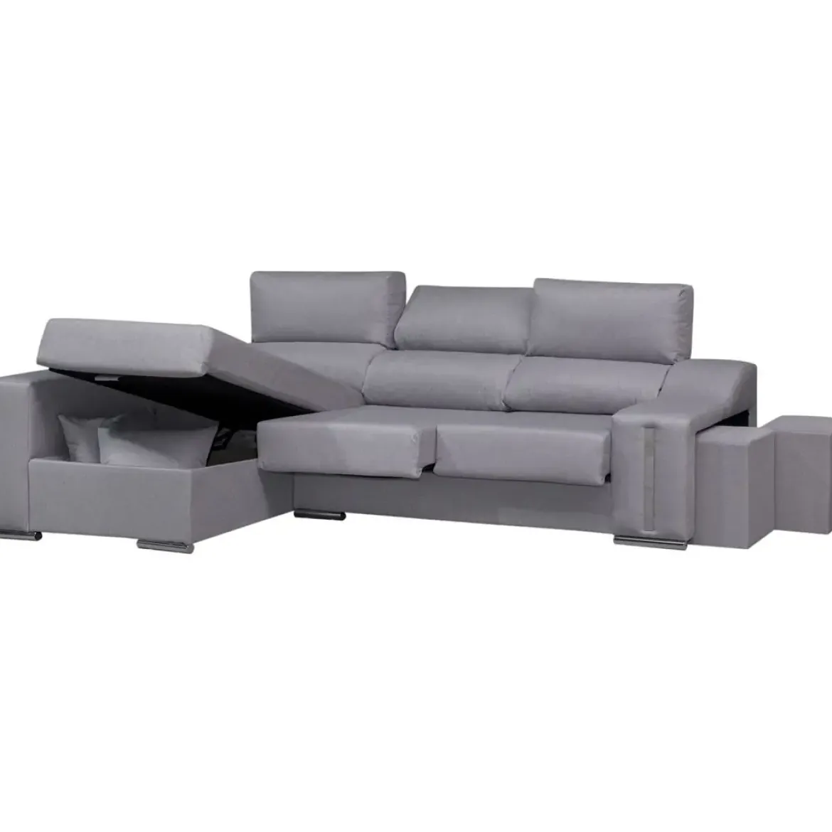 Sofá Chaise Longue con Arcón Izquierda y 2 Puff SALOMON