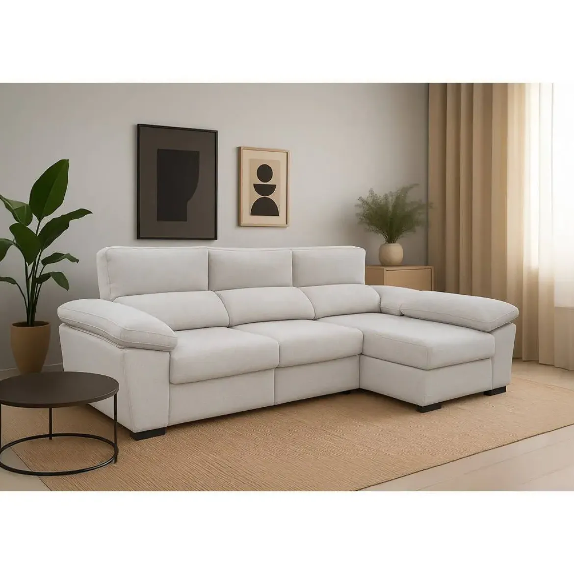 Sofá Chaise Longue con Arcón y Asientos Deslizantes Derecha ELAN