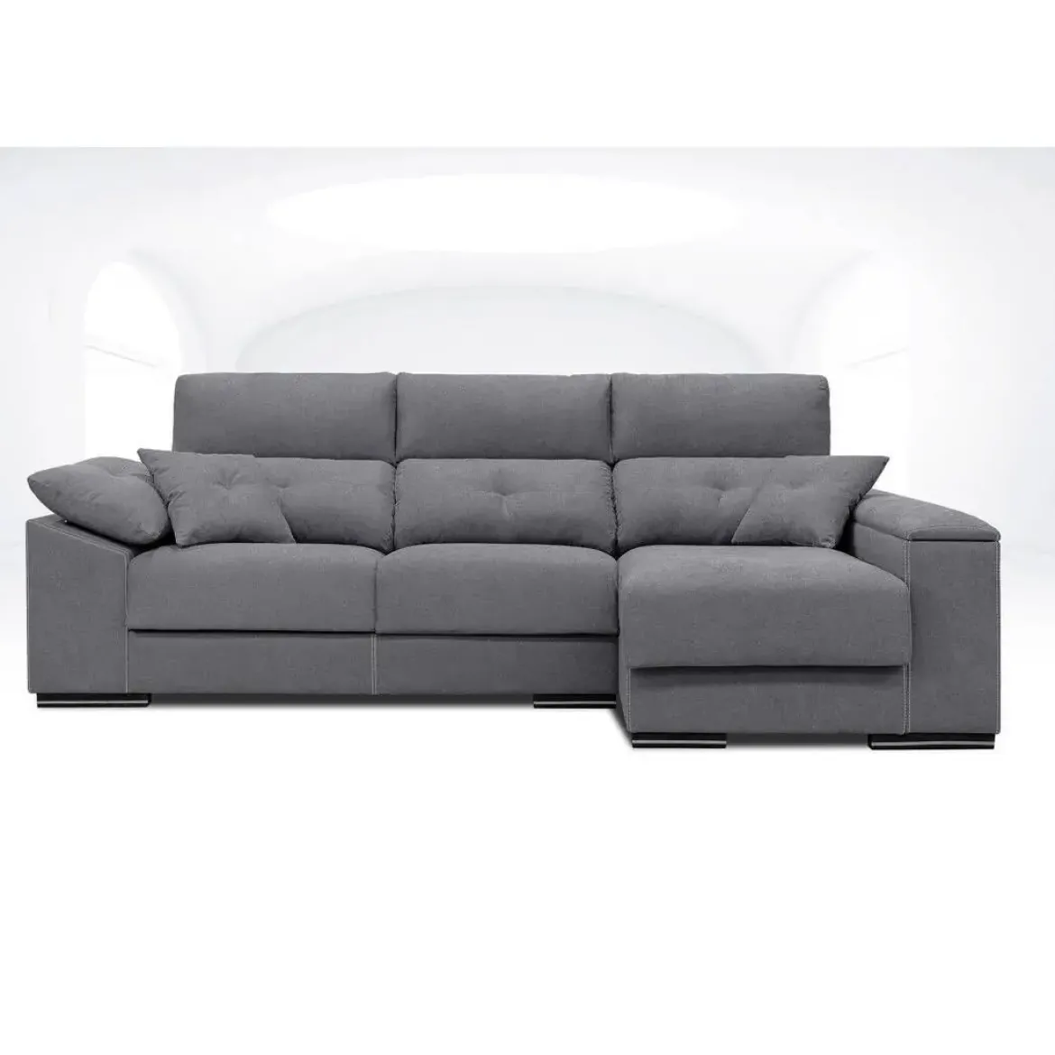 Sofá Chaise longue Derecha con Cabezal Reclinable y Asientos Deslizantes NOEMI