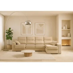Sofá Chaise Longue Derecha en Tela con Asientos Deslizantes ALICIA