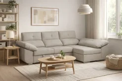 Sofá Chaise Longue Derecha Tapizado en Tela AVRIL