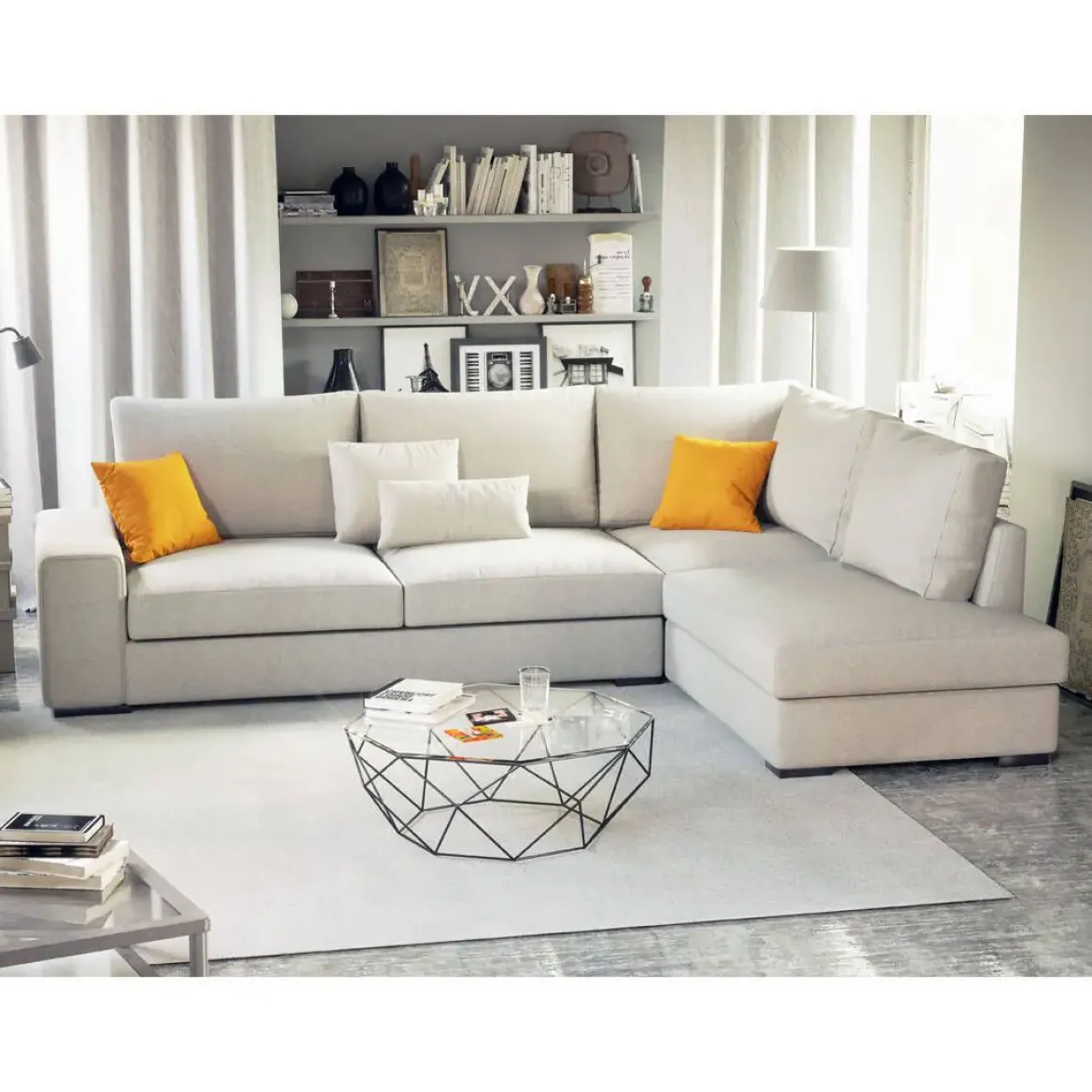 Sofá Chaise Longue Derecha Tapizado en Tela HORUS