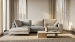 Sofá Chaise Longue Izquierda Tapizado color Blanco Roto MERCURY