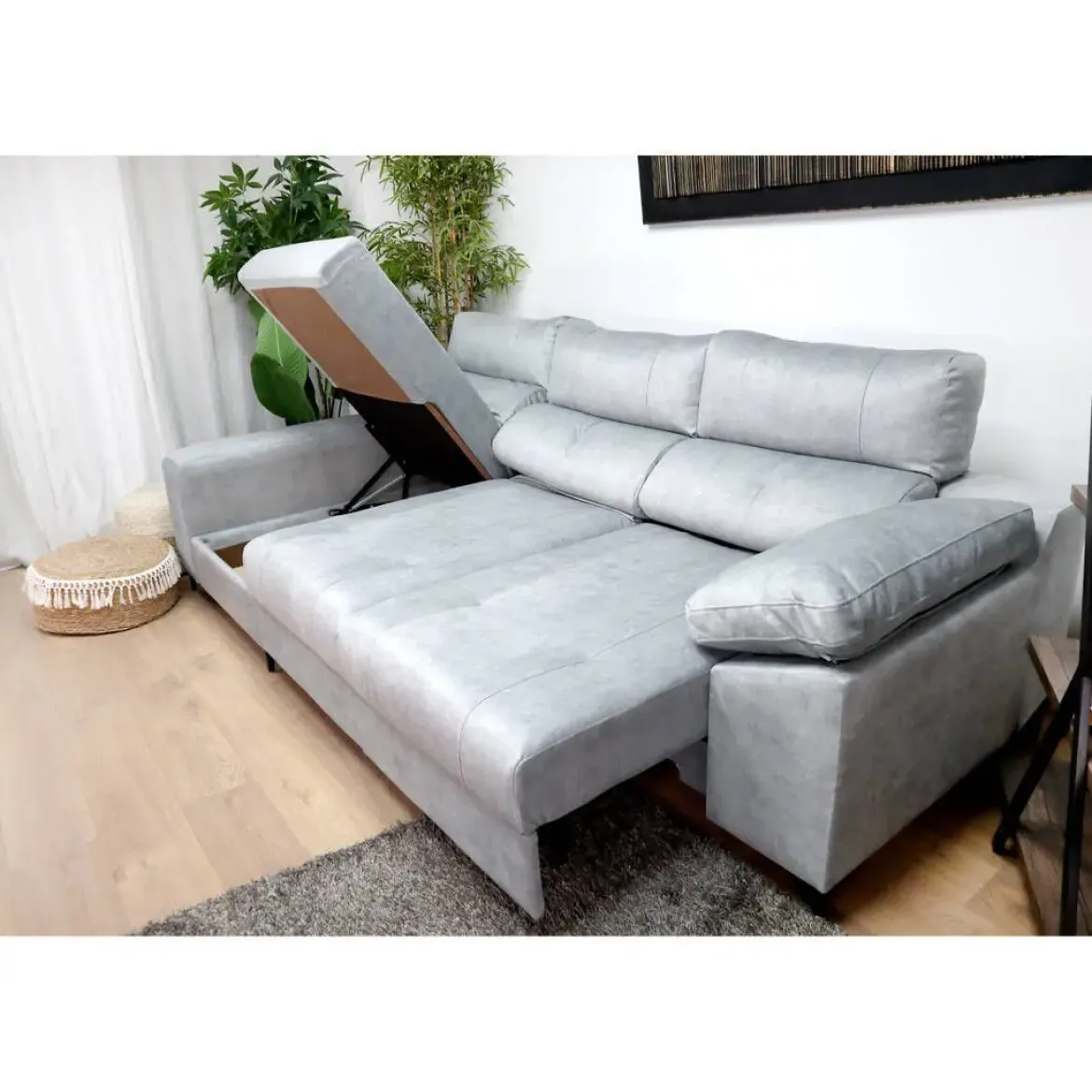 Sofá Chaiselongue Izquierda Tapizado en Tela RAGA