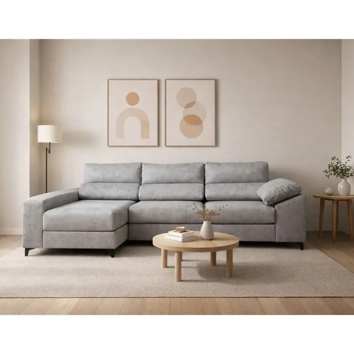 Sofá Chaiselongue Izquierda Tapizado en Tela RAGA