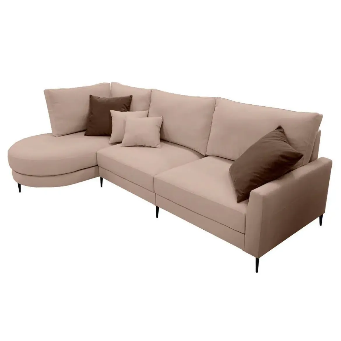 Sofá Chaise Longue Izquierda Tapizada en Tela NAPOLI