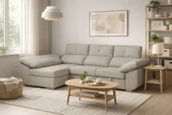 Sofá Chaise Longue Izquierda Tapizado en Tela AVRIL