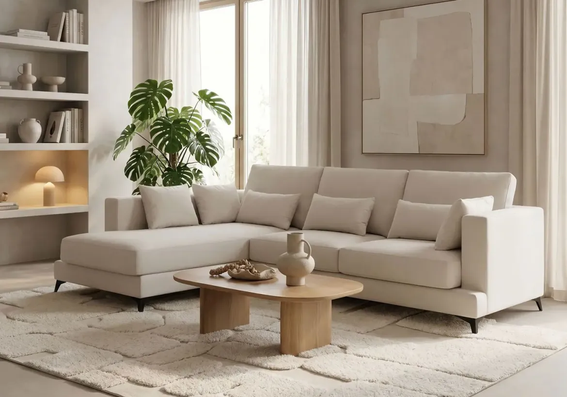 Sofá Chaise Longue Izquierda Tapizado en Tela VELLA