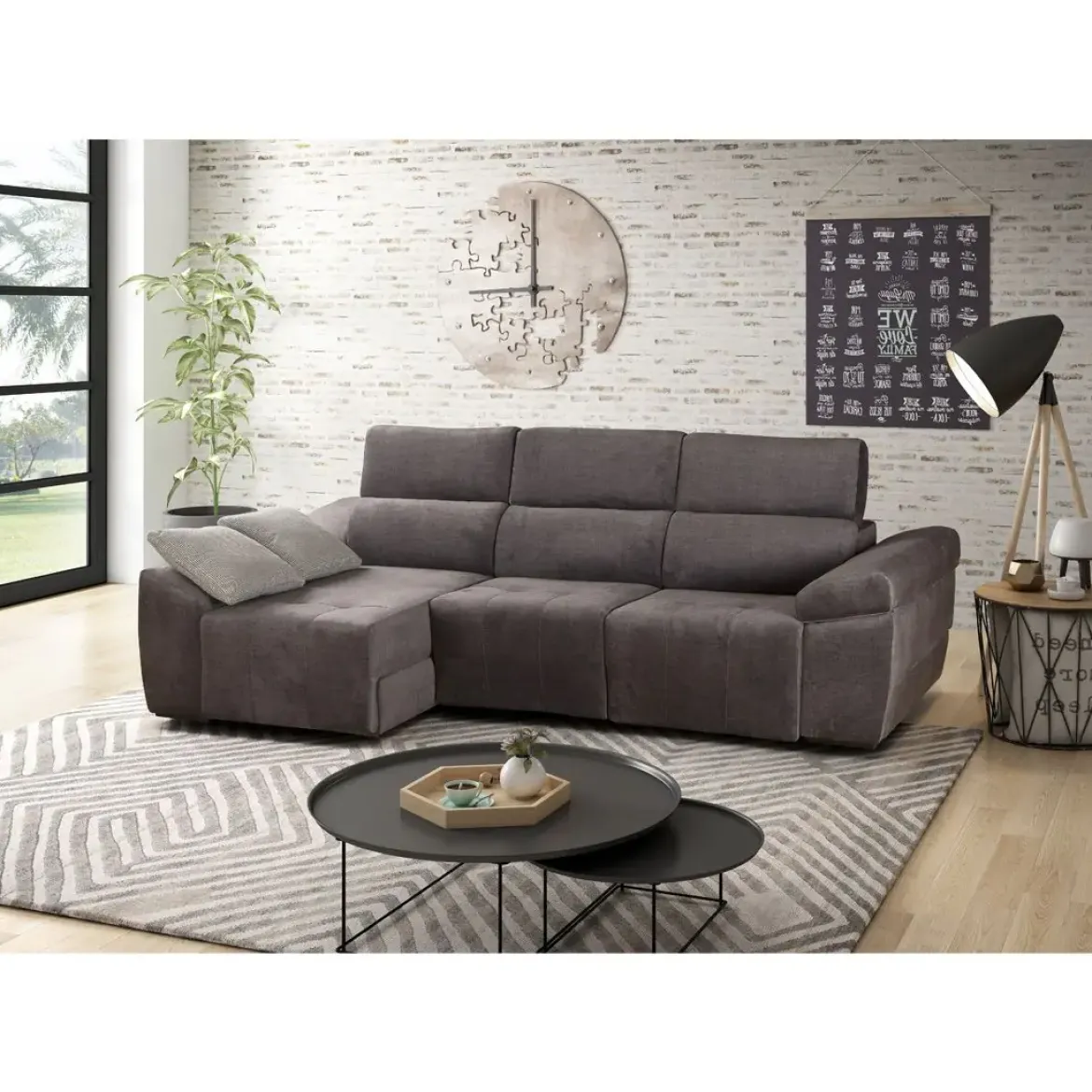 Sofá Chaiselongue 3 Plazas Izquierda 275 cm con Asientos Deslizantes BALI