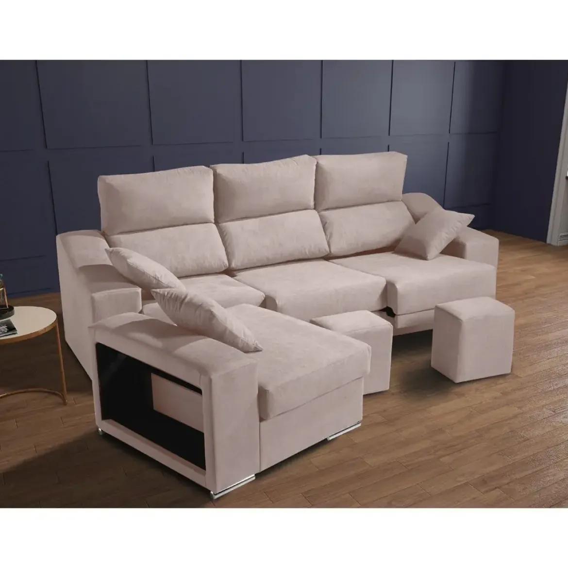 Sofá Chaise Longue Reversible 4 Plazas con Asientos Deslizantes ASIA