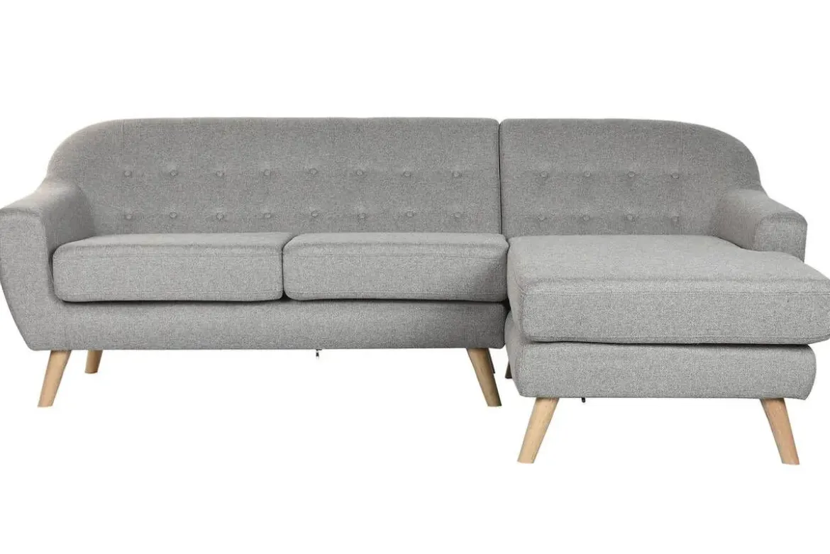 Sofá Chaise Longue Tapizado en Poliéster Color Topo MB-221697