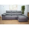Sofá con Chaise Longue derecha con arcón y 2 puff modelo ARIEL