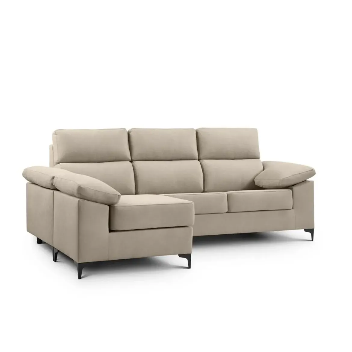 Sofá con Chaiselongue Reversible Tapizado en Tela Green DAMA