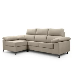 Sofá con Chaiselongue Reversible Tapizado en Tela Green DAMA