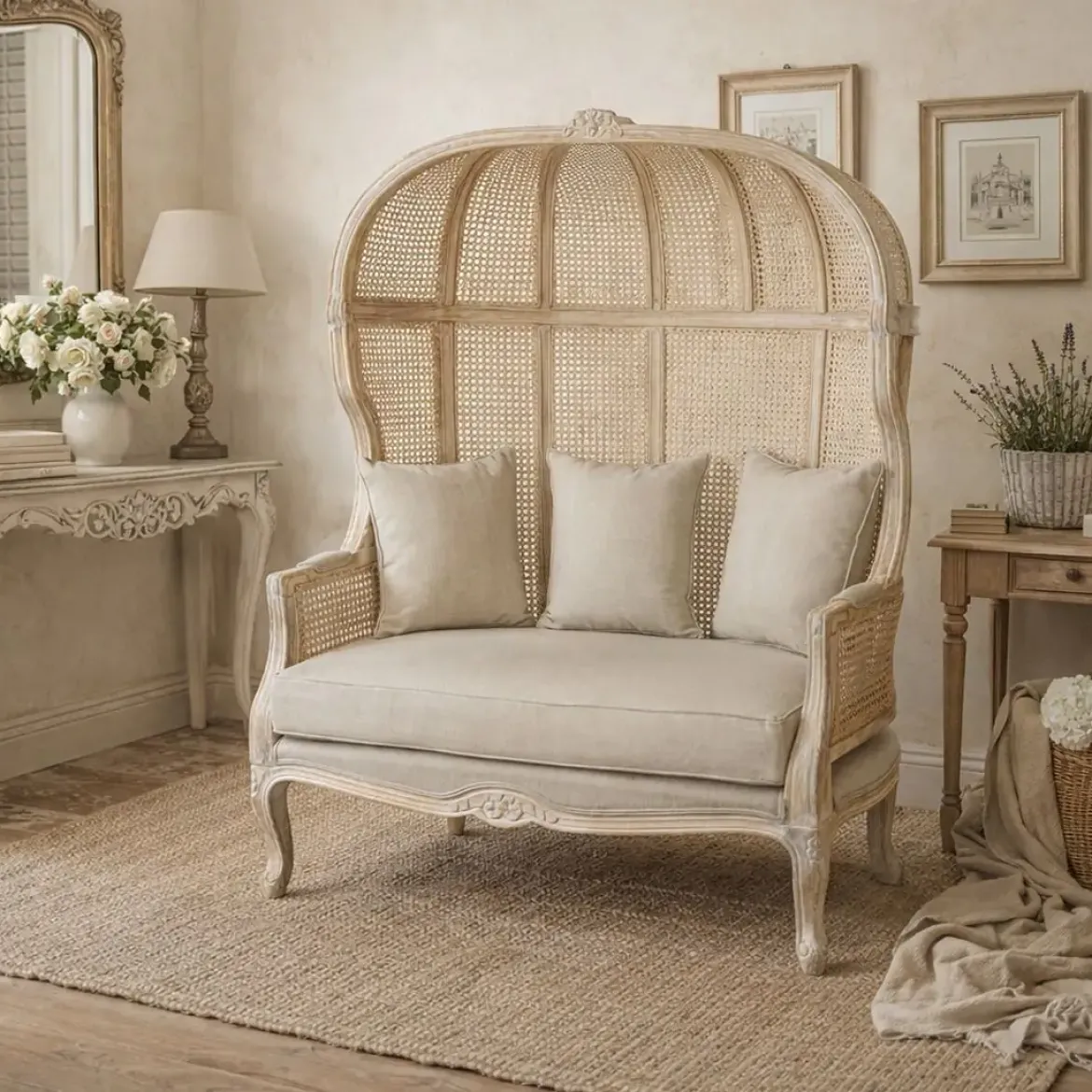 Sofá de 125 cm Madera Natural Enea y Asiento Tapizado MB-223569