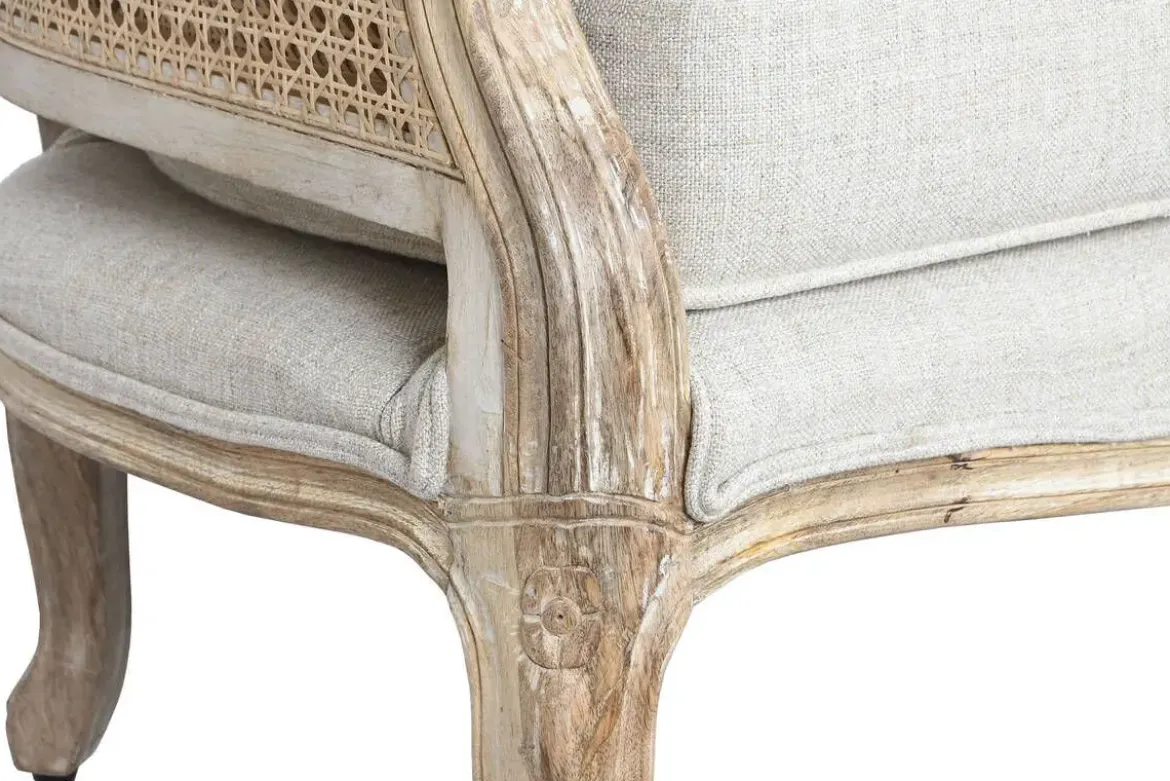 Sofá de Madera Enea y Fibra Natural con Asiento Tapizado MB-208798