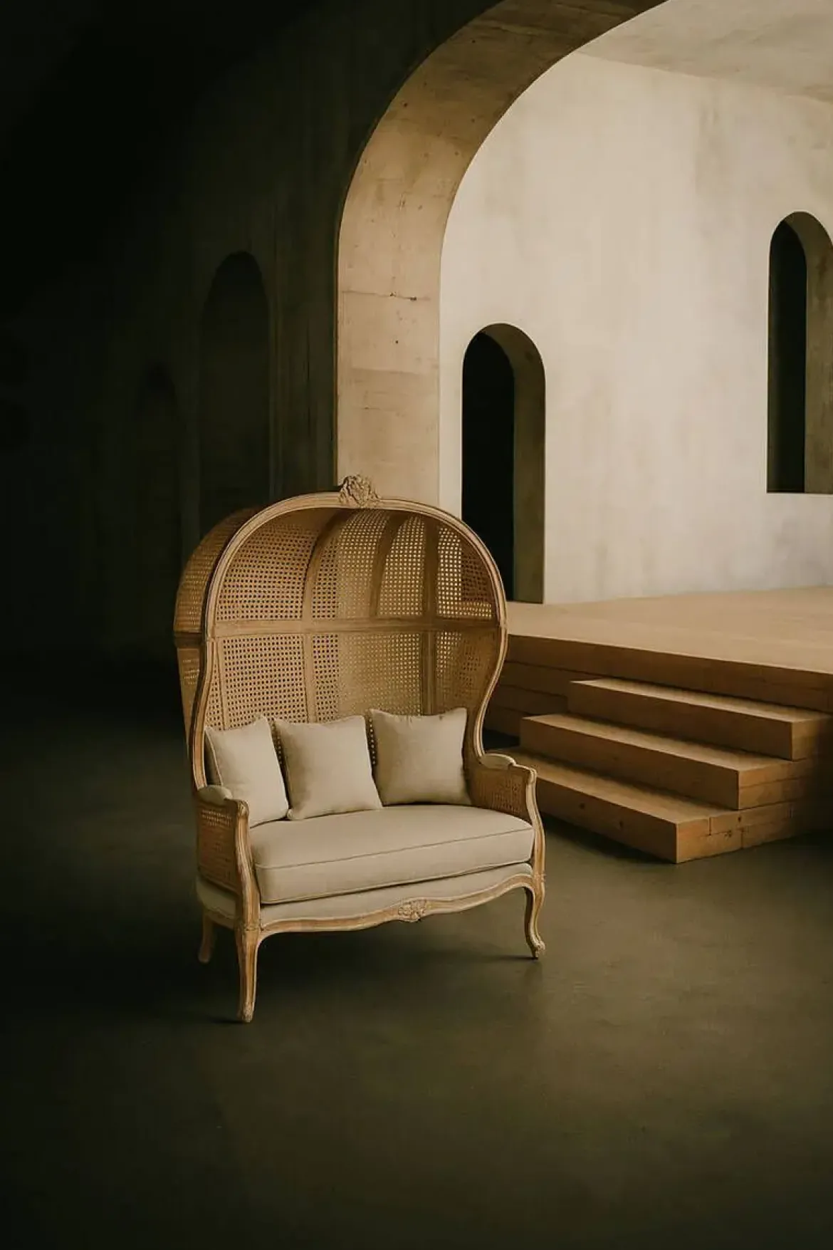 Sofá de Madera Enea y Fibra Natural con Asiento Tapizado MB-208798