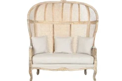 Sofá de Madera Enea y Fibra Natural con Asiento Tapizado MB-208798