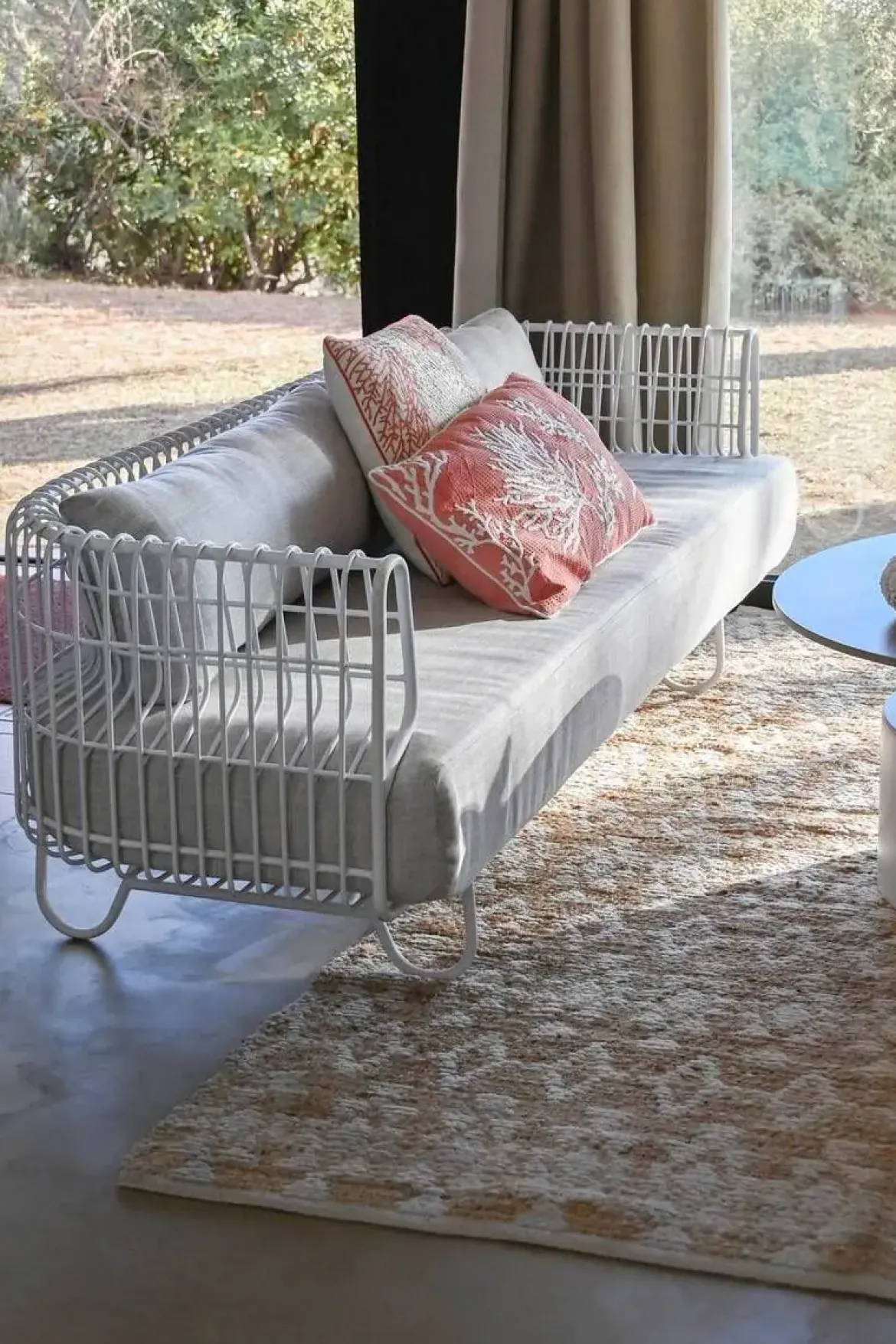 Sofá de Metal y Poliéster Blanco 180 cm MB-209871
