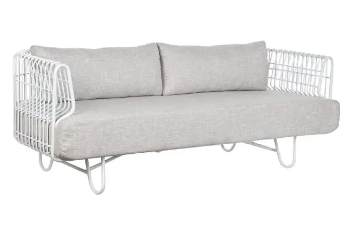 Sofá de Metal y Poliéster Blanco 180 cm MB-209871
