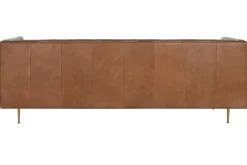 Sofá de Piel Capitoné con Patas de Acero Cognac MB-216492