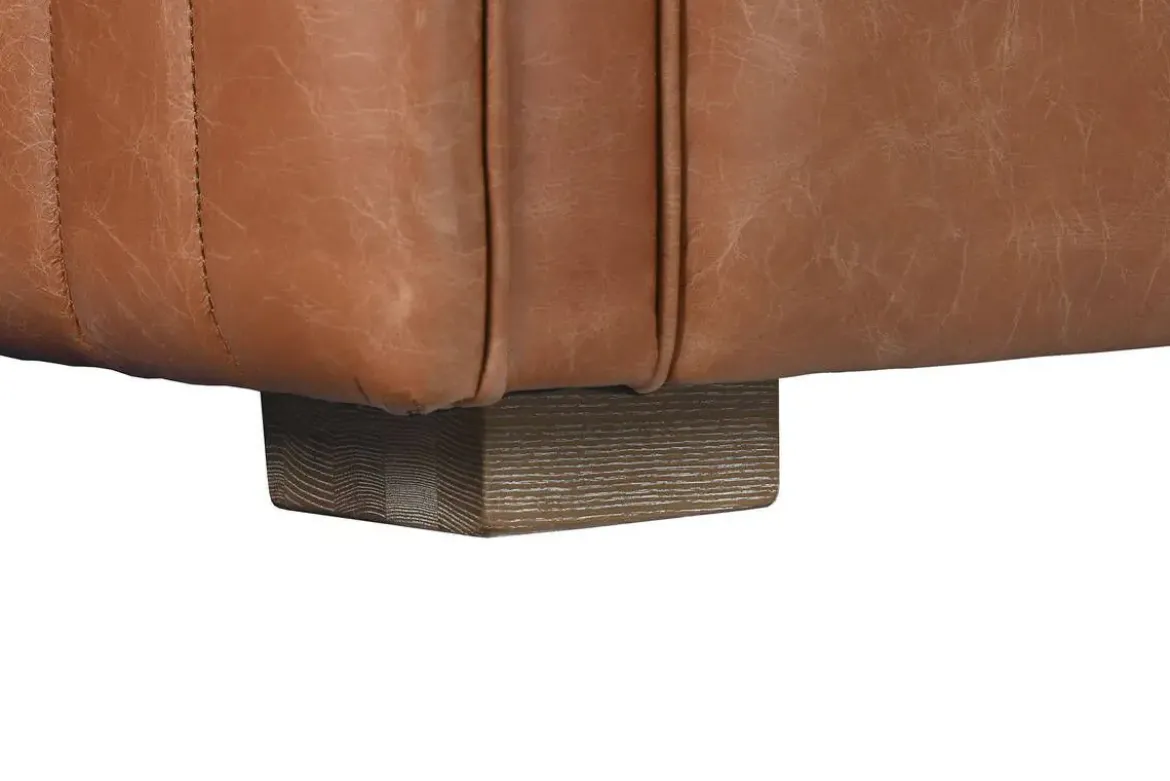 Sofá de Piel 4 Plazas en Color Cognac Estructura Madera MB-221637