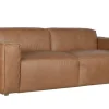 Sofá de 3 Plazas en Piel Color Coñac con Estructura de Madera MB-221638