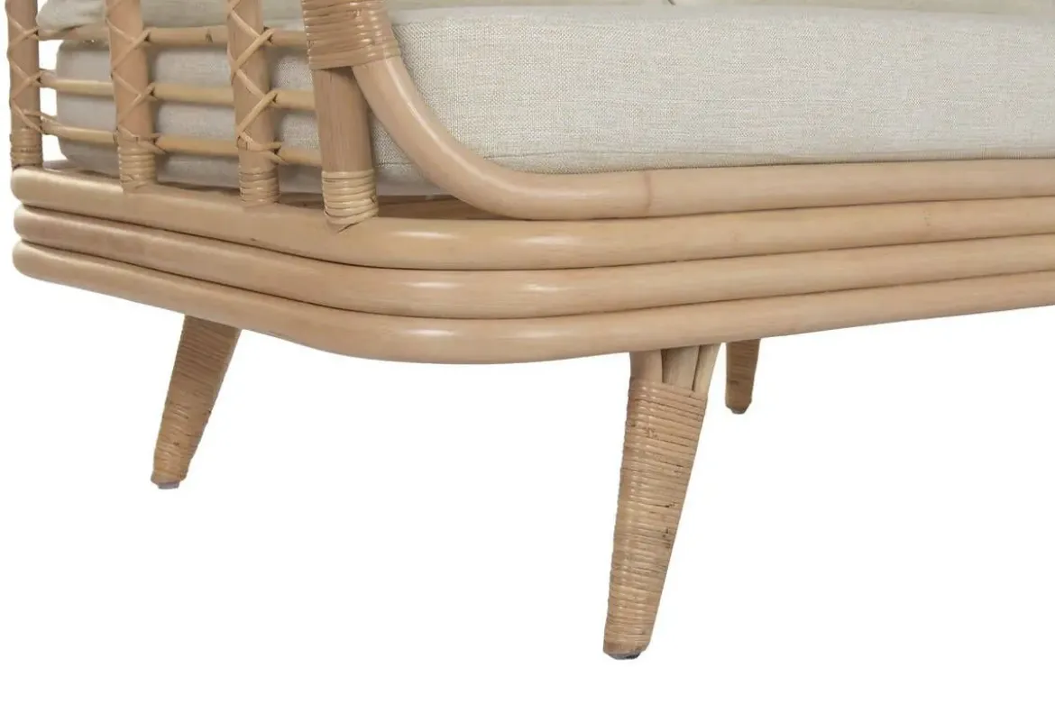 Sofá de Ratán con Asiento en Poliéster de 200 cm MB-223988