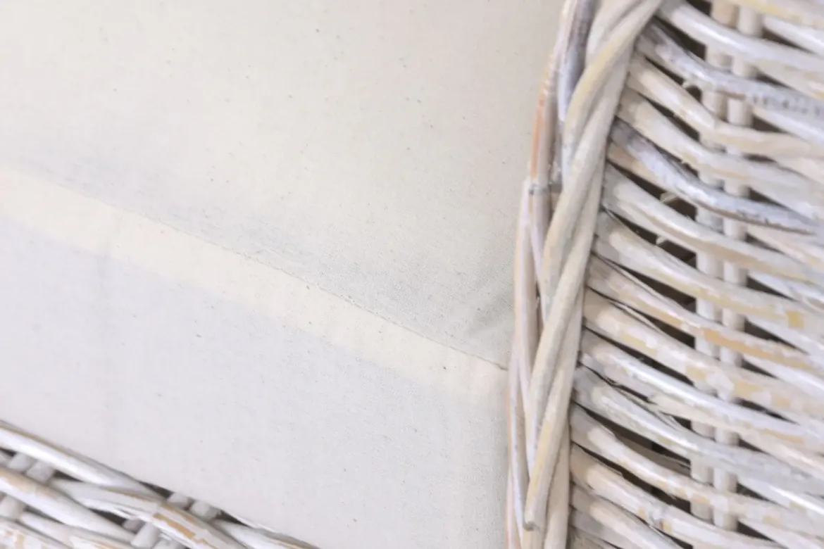 Sofá de Ratán con Cojines de Algodón y Estructura de Madera MB-224100