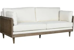 Sofá de Ratán y Madera con Asiento en Poliéster Marrón MB-211719