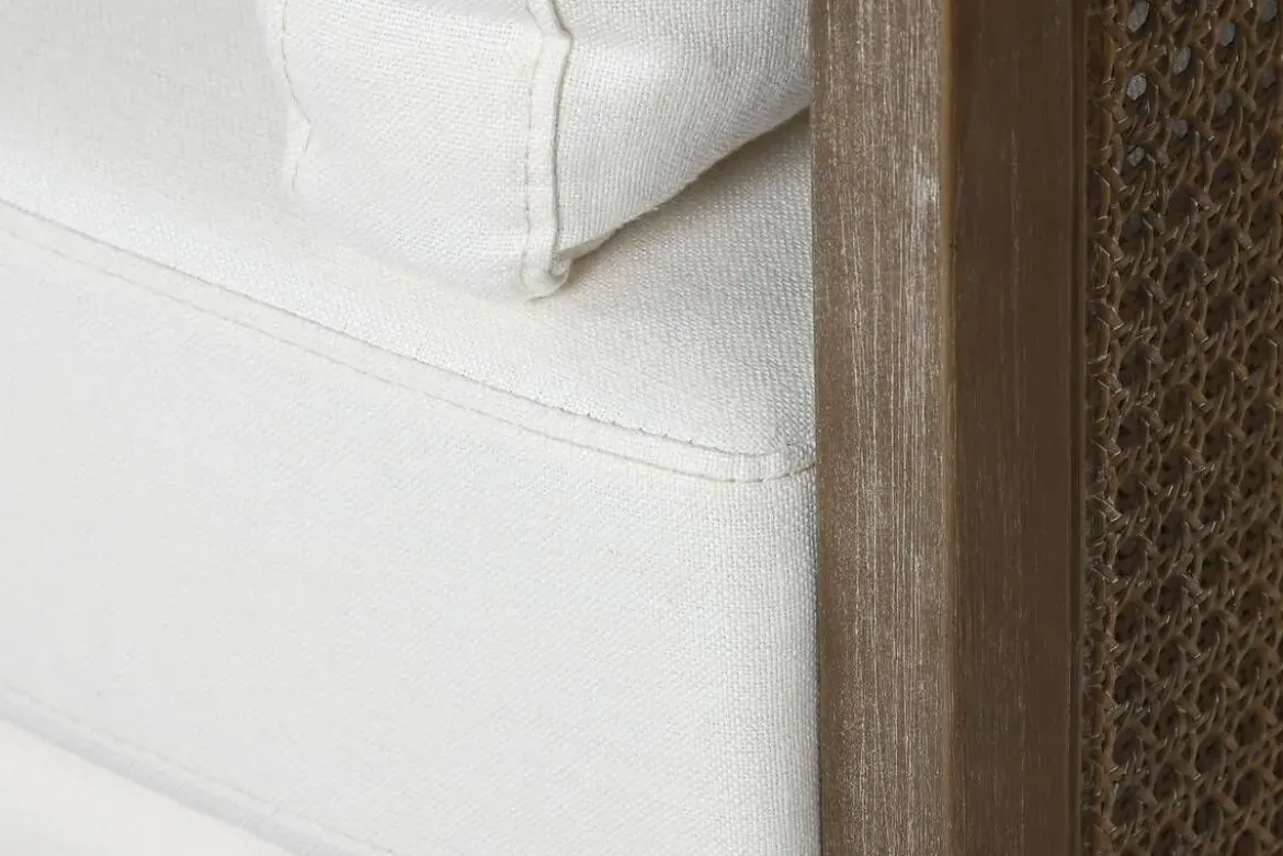 Sofá de Ratán y Madera con Asiento en Poliéster Marrón MB-211719