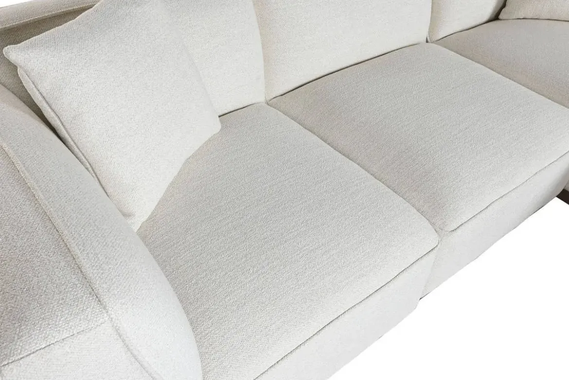 Sofá de Salón en Madera de Hevea Tapizado Crema MB-218995
